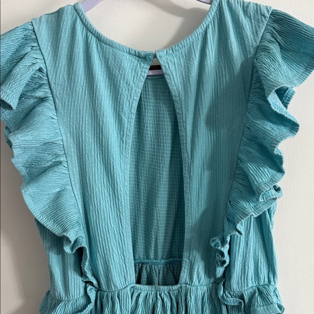 Zara Aqua Ruffle Sleeve Girls' Dress - Picture 4 of 5